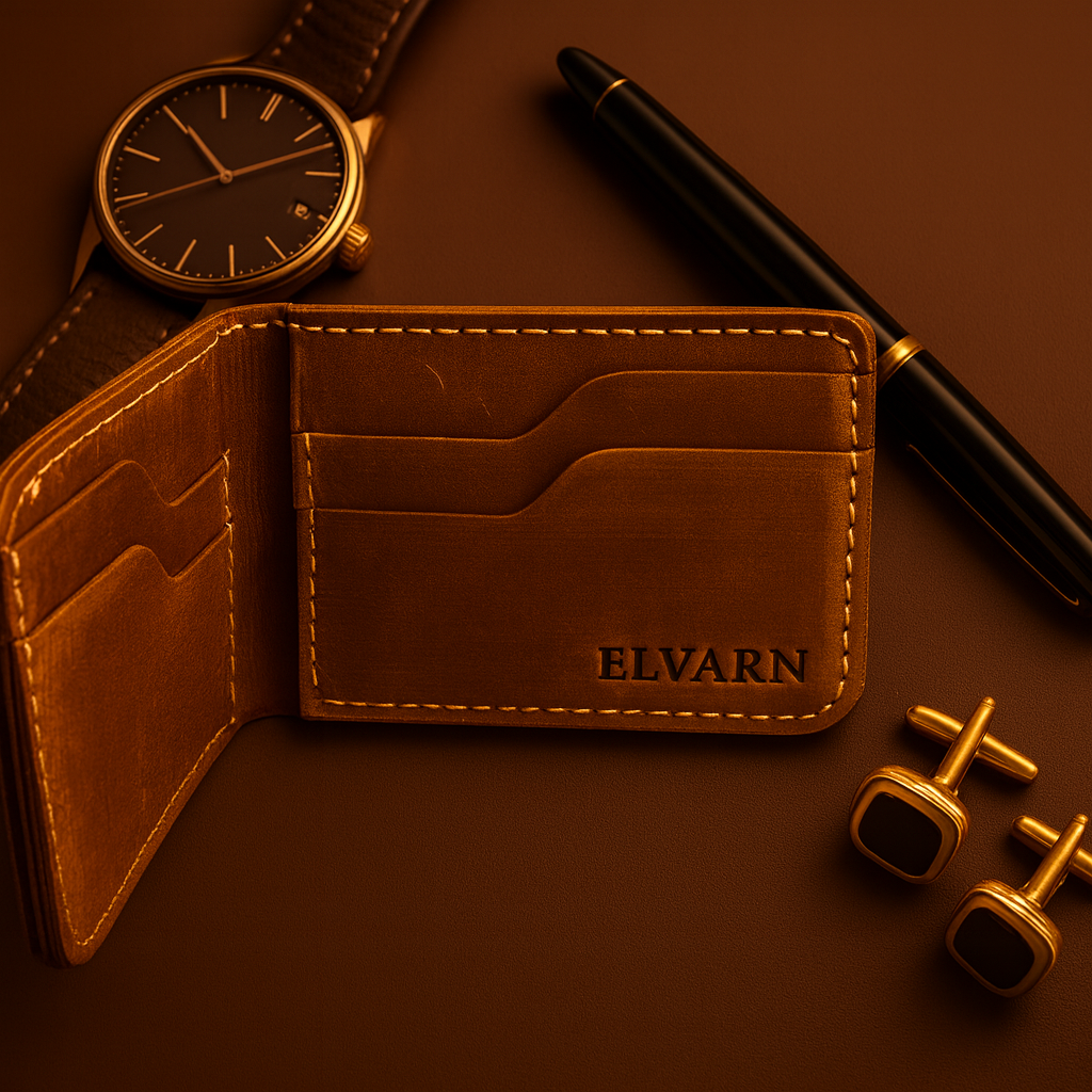 Elvarn Tan Mockup Leather Wallet for Men – Slim Bi-Fold Stylish Wallet