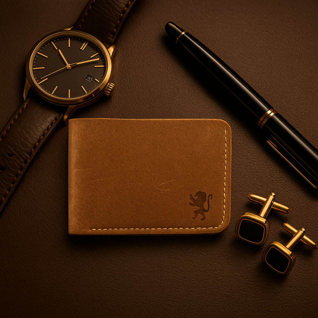 ELVARN Classic Bi-Fold Wallet – Genuine Cow Pull-Up Leather, Handmade