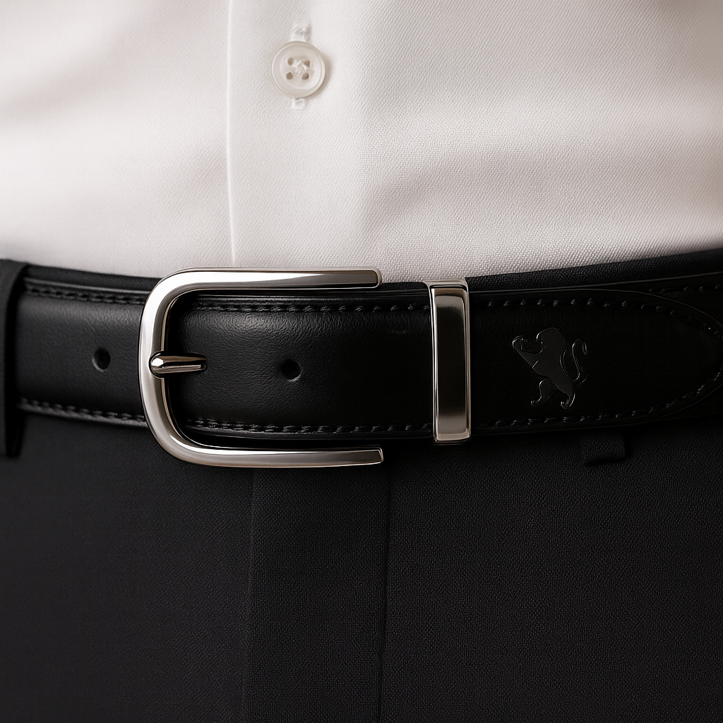 ELVARN Dual-Sided Formal Belt – Curved Rotating Buckle