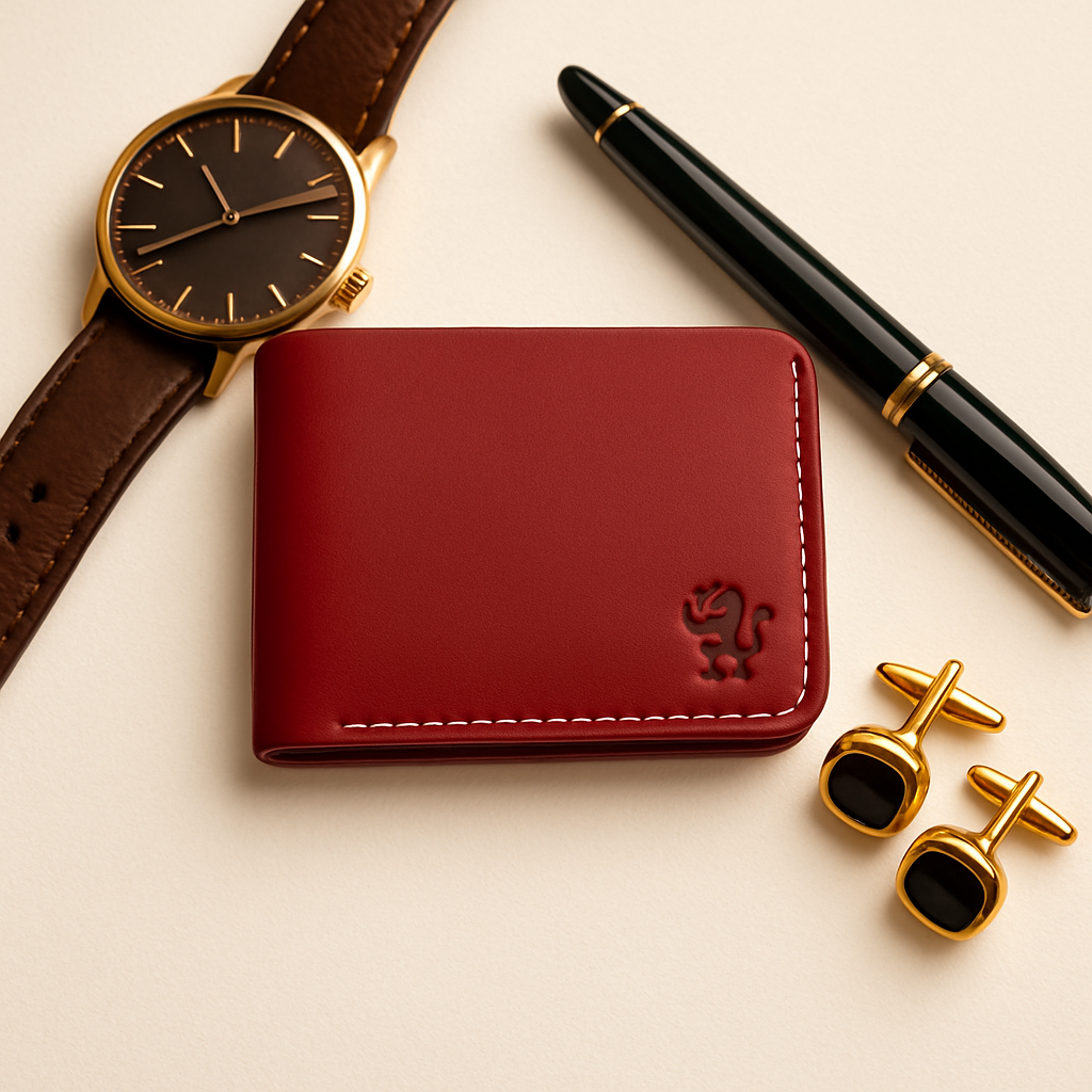 Elvarn Mahroon Leather Wallet for Men – 100% Genuine Slim Bifold Wallet