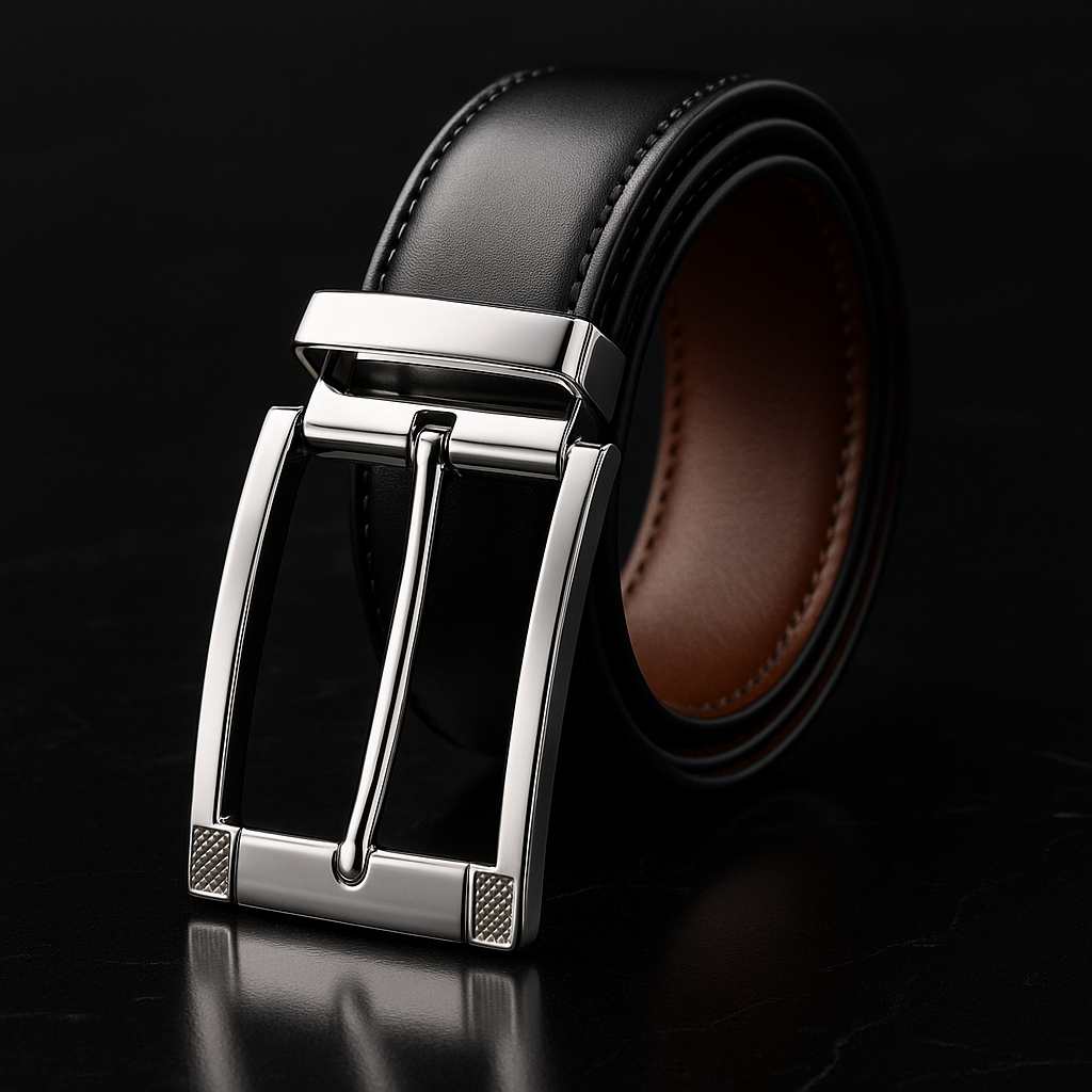 ELVARN Dual-Sided Formal Belt – Rectangular Rotating Buckle
