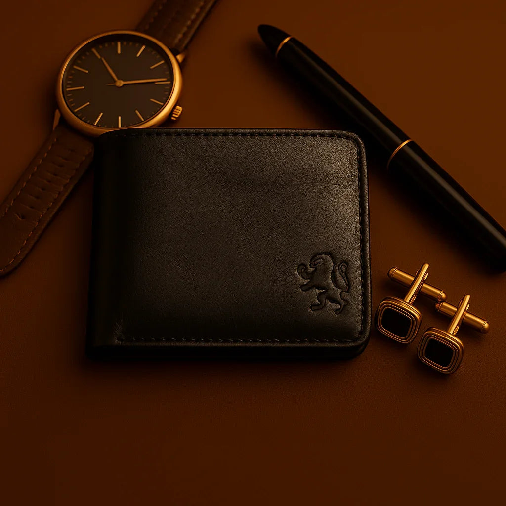 Elvarn Black Leather Wallet for Men – 100% Genuine Slim Bifold Wallet with Card Holder