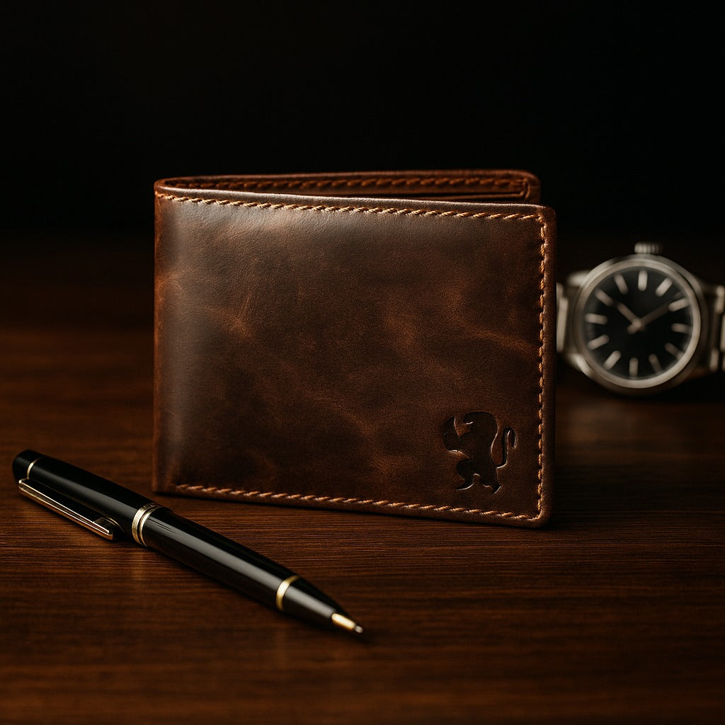 Elvarn Vintage Dark Coffee Leather Wallet for Men – 100% Genuine Distressed Bifold