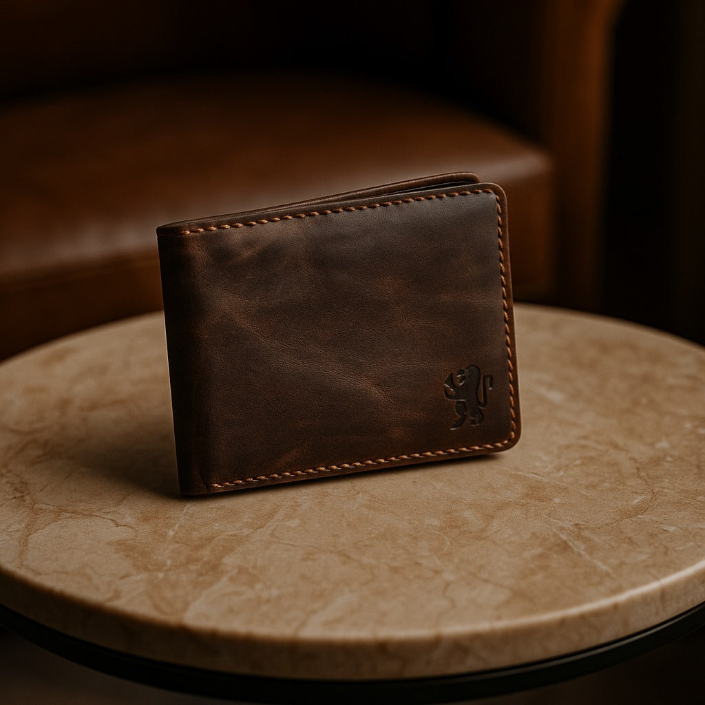 Elvarn Vintage Dark Coffee Leather Wallet for Men – 100% Genuine Distressed Bifold