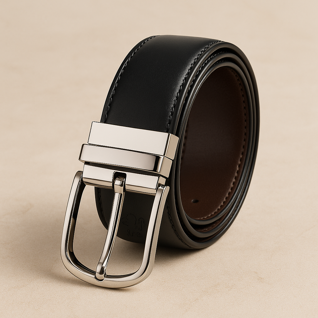 ELVARN Dual-Sided Formal Belt – Curved Rotating Buckle