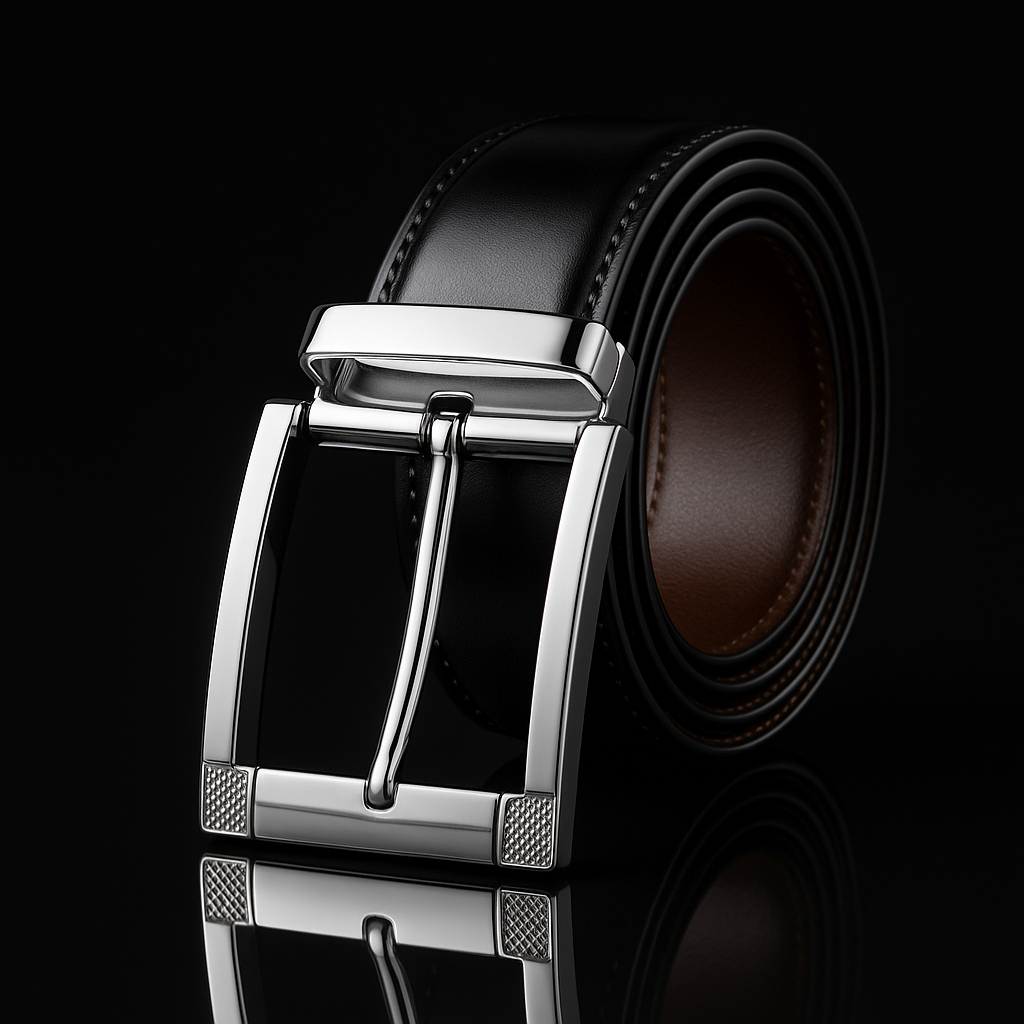 ELVARN Dual-Sided Formal Belt – Rectangular Rotating Buckle