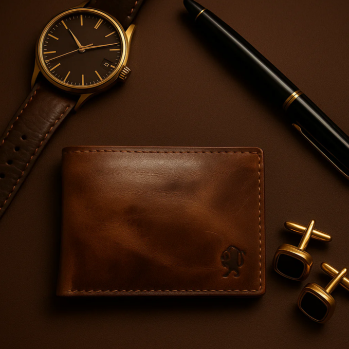 Elvarn Rustic Tan-Brown Leather Wallet for Men – 100% Genuine Distressed Bifold