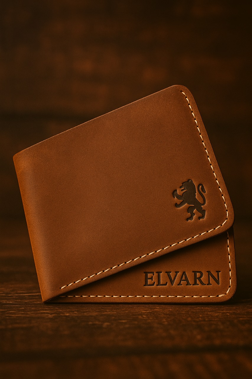ELVARN Classic Bi-Fold Wallet – Genuine Cow Pull-Up Leather, Handmade